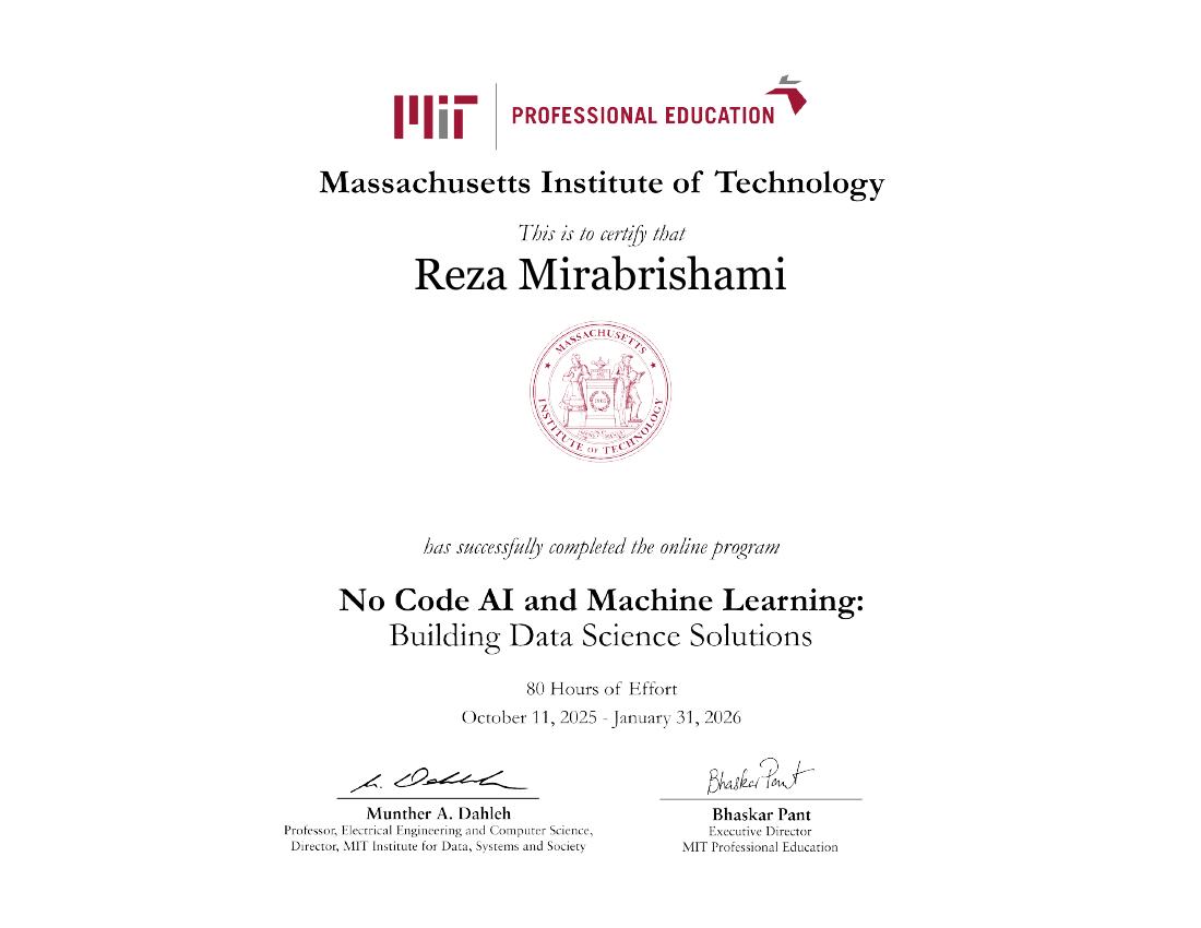 MIT Professional Education certificate